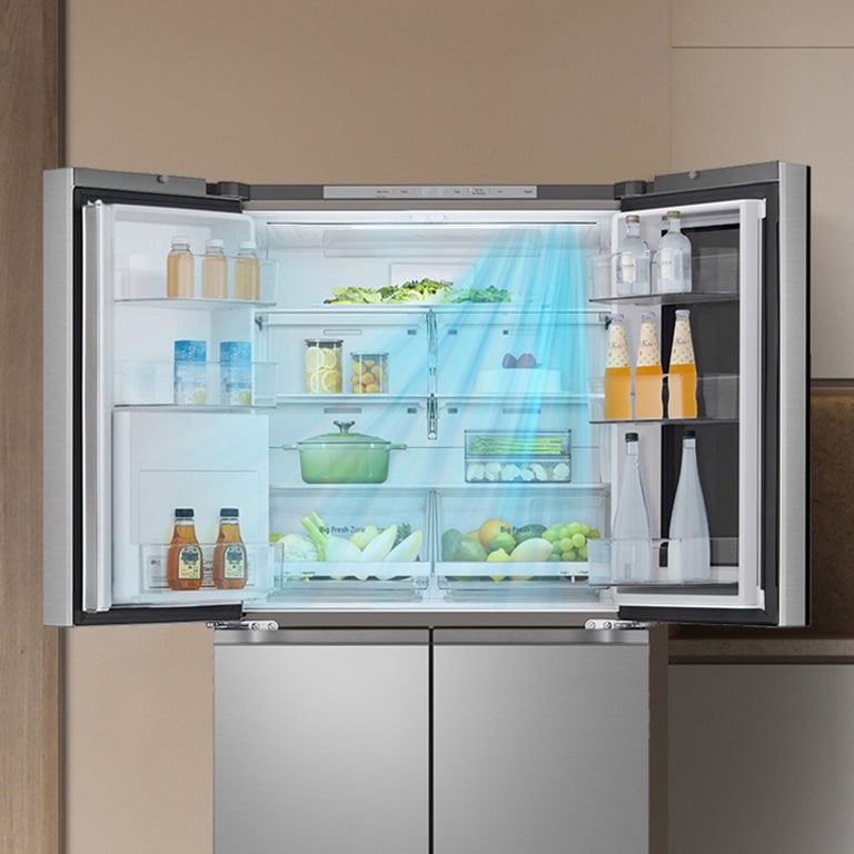Технологията LG DoorCooling⁺™ помага на храните и напитките да поддържат постоянна температура.