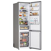 LG Хладилник c долна камера, DoorCooling+™ и ThinQ™ технология, 375L капацитет, Отворена лява врата с изглед към храната, GBBS525CPY, thumbnail 11