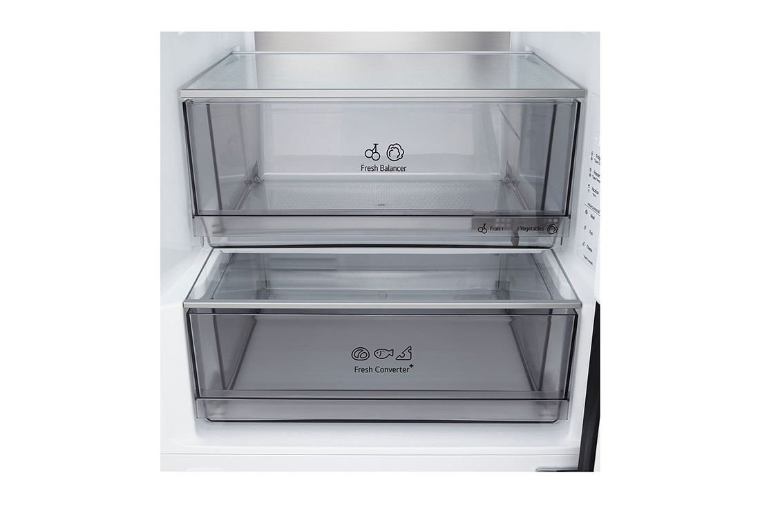 LG Хладилник c долна камера, DoorCooling+™ и ThinQ™ технология, 375L капацитет, Изглед на поставката за лед 2, GBBS524CPY, thumbnail 6