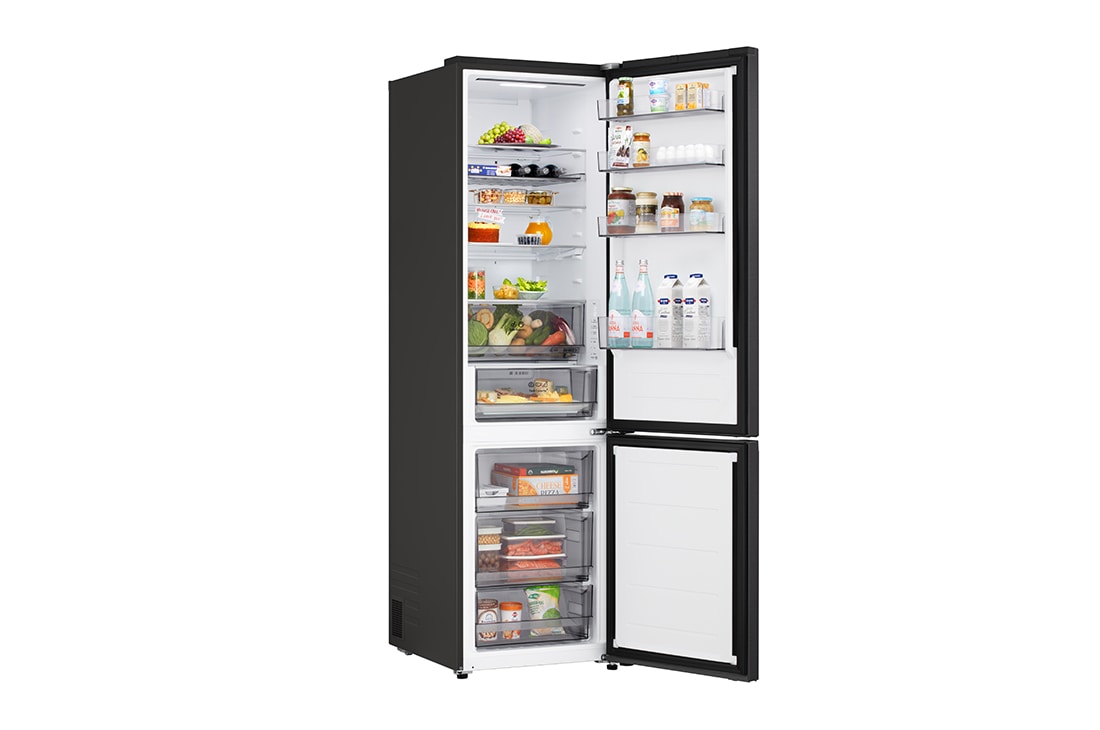 LG Хладилник c долна камера, DoorCooling+™ и ThinQ™ технология, 375L капацитет, Изглед от дясната страна, GBBS322CEV, thumbnail 13