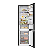 LG Хладилник c долна камера, DoorCooling+™ и ThinQ™ технология, 375L капацитет, Отворена предна врата с изглед към храната, GBBS322CEV, thumbnail 3