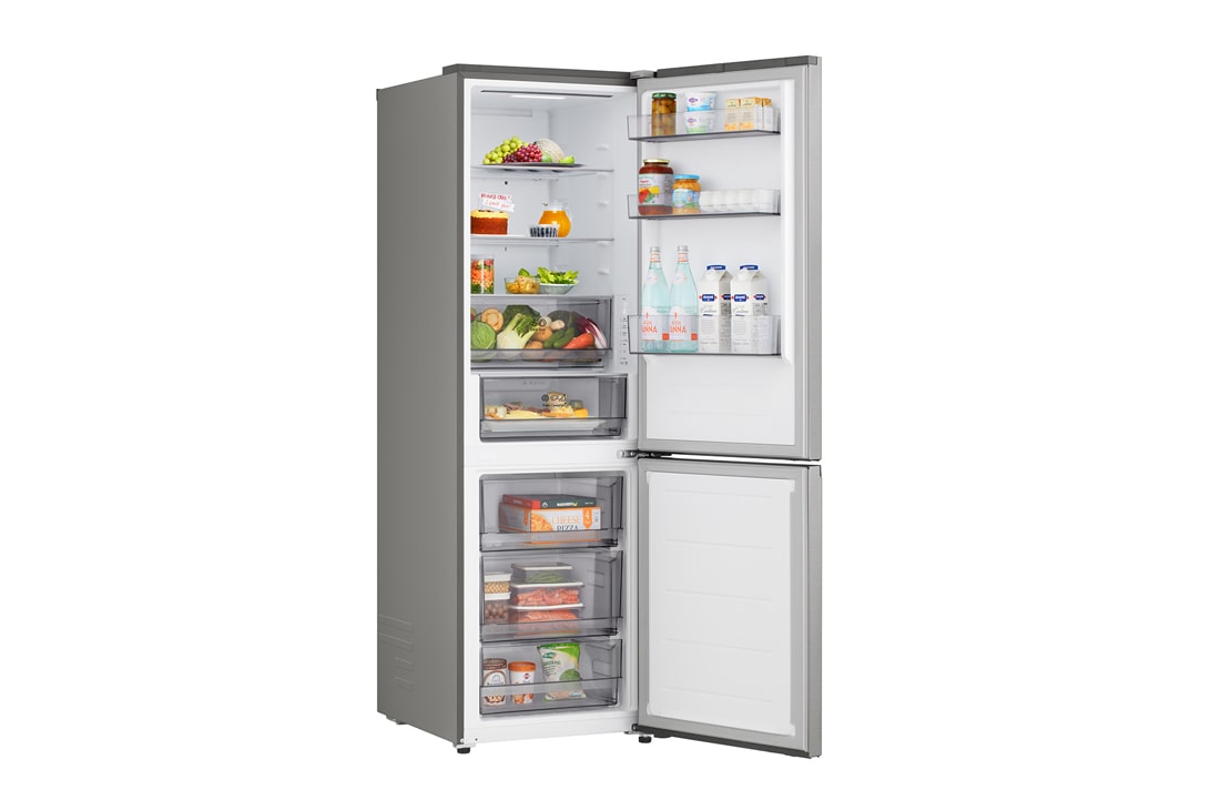 LG Хладилник c долна камера, DoorCooling+™ и ThinQ™ технология, 333L капацитет, Отворена лява врата с изглед към храната, GBBSJ1CCPY, thumbnail 9