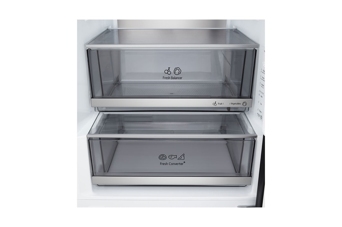 LG Хладилник c долна камера, DoorCooling+™ и ThinQ™ технология, 375L капацитет, Изглед на поставката за лед , GBBS726AMB, thumbnail 8