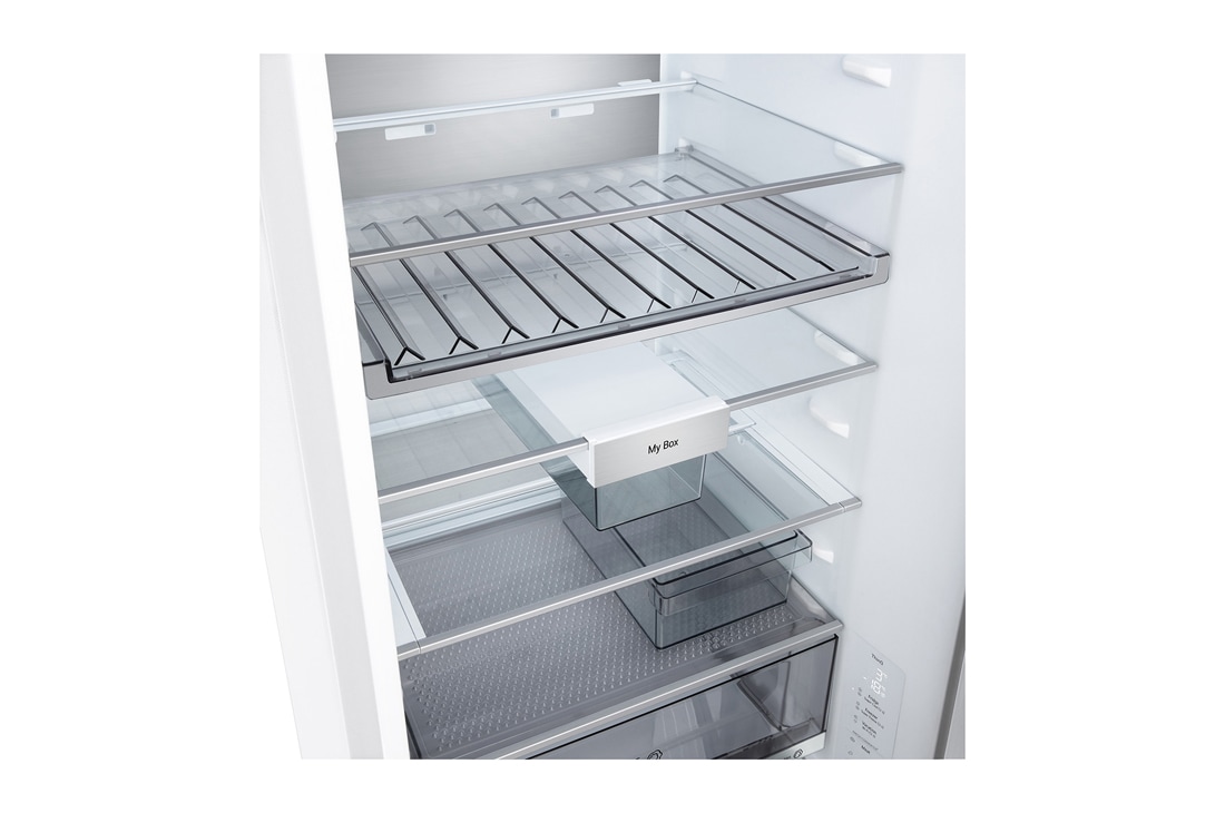 LG Хладилник c долна камера, DoorCooling+™ и ThinQ™ технология, 375L капацитет, Изглед отпред, GBBS726CSW, thumbnail 10