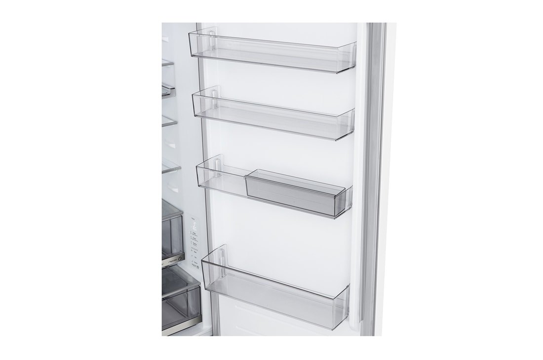 LG Хладилник c долна камера, DoorCooling+™ и ThinQ™ технология, 375L капацитет, Изглед от лявата страна, GBBS726CSW, thumbnail 12