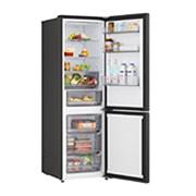 LG Хладилник c долна камера, DoorCooling+™ и ThinQ™ технология, 333L капацитет, Отворена лява врата с изглед към храната, GBBSJ10EEP, thumbnail 9