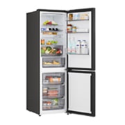 LG Хладилник c долна камера, DoorCooling+™ и ThinQ™ технология, 333L капацитет, Отворена лява врата с изглед към храната, GBBS312AEV, thumbnail 9