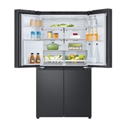 LG Multi-Door хладилник, DoorCooling+™ и ThinQ™ технология, 645L капацитет, Предна горна врата, отворена с изглед към храната, GMF960EV2E, thumbnail 4