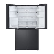 LG Multi-Door хладилник, DoorCooling+™ и ThinQ™ технология, 645L капацитет, Предна горна врата, отворена с изглед към храната, GMF960EV2E, thumbnail 5