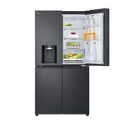 LG Multi-Door хладилник, DoorCooling+™ и ThinQ™ технология, 645L капацитет, Отворена лява врата с изглед към храната, GMF960EV2E, thumbnail 11