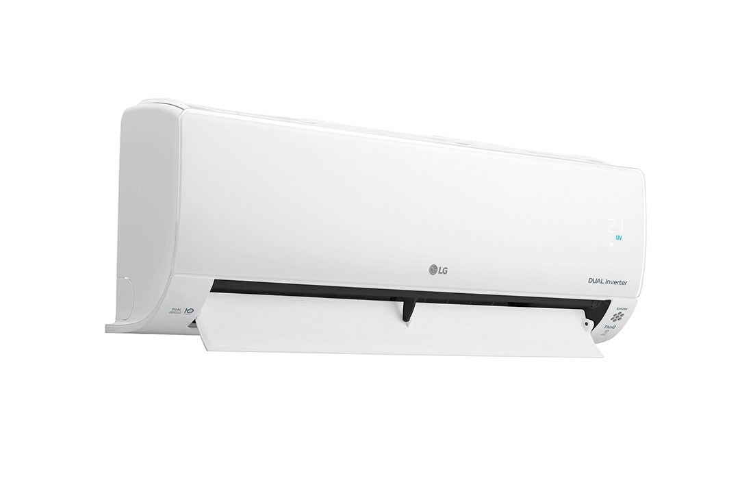 LG Dualcool Inverter, стилен дизайн и пречистване с UV Nano технология, Охлаждане 5000 W, Отопление 5800 W , Изглед отляво в отворено състояние 3, DC18RK, thumbnail 11