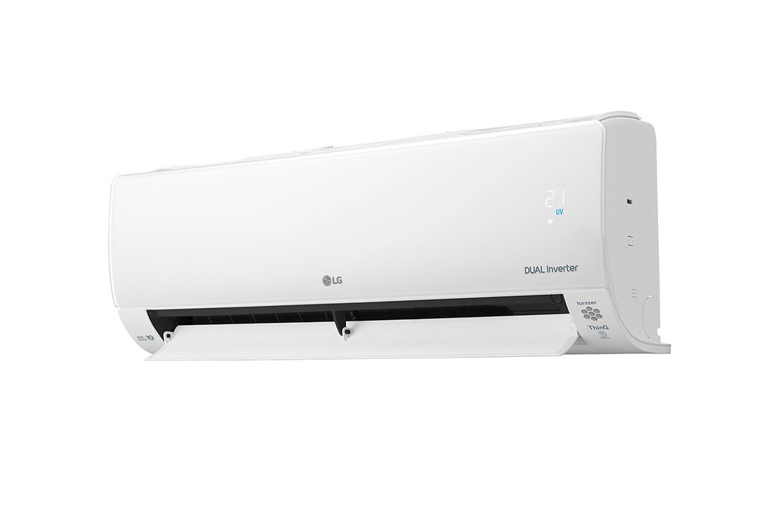 LG Dualcool Inverter, стилен дизайн и пречистване с UV Nano технология, Охлаждане 5000 W, Отопление 5800 W , Изглед отдясно в отворено състояние 2, DC18RK, thumbnail 6