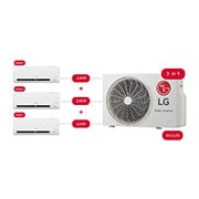 LG 3 in 1 DUALCOOL, Пести място, 2,6 + 2,6 + 3,5 kW Мулти-сплит система, Схема на предна част, RM3U19, thumbnail 1