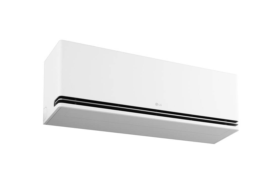 LG 3,5 kW DUALCOOL AI Air PREMIUM спит климатик, Преден изглед отляво под нисък ъгъл на климатик LG ai, H12S1PA, thumbnail 10