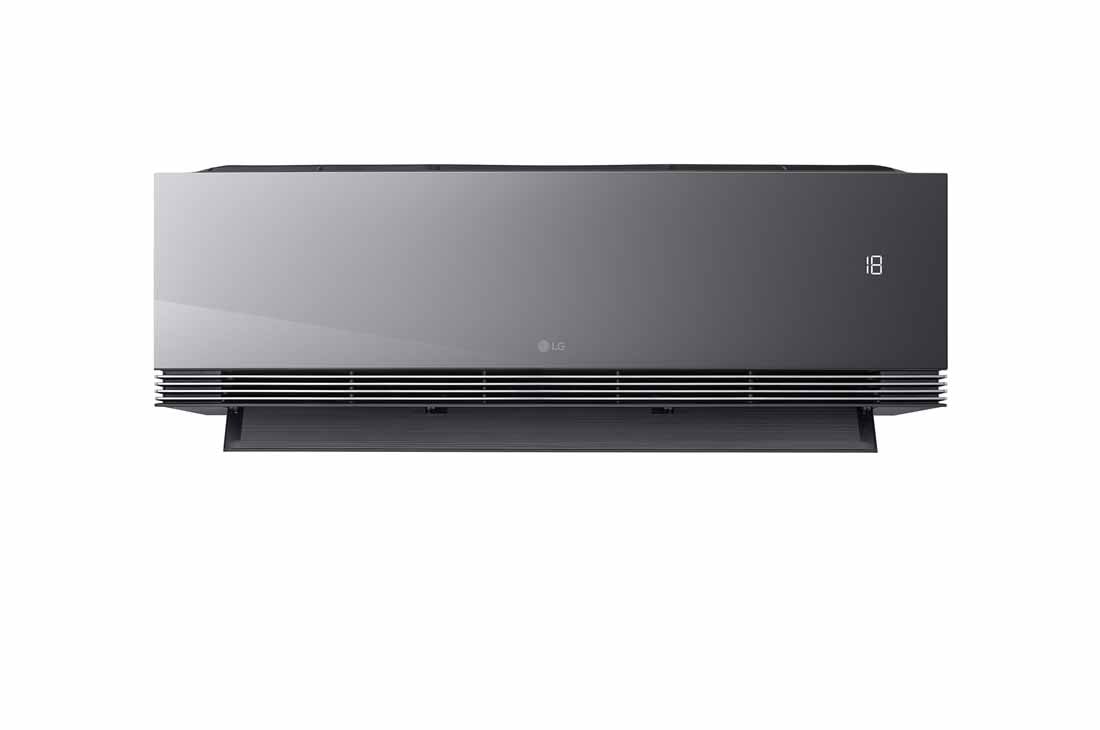 LG 5,0 kW ARTCOOL™ AI Air Mirror сплит инверторен климатик, Изглед отпред на климатик LG с отворена долна жалуза, AA18SP, thumbnail 2