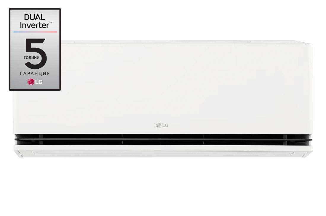 LG 9K BTU DUALCOOL AI Air SPECIAL спит климатик, Изглед отпред на LG 9000 BTU DUALCOOL AI Air Single Split Air Conditioner H24S1DA.NS1, P09SND