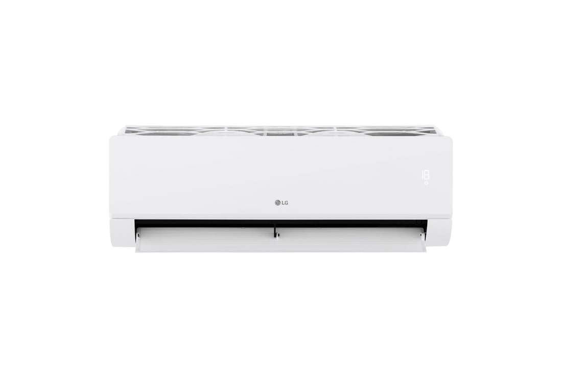 LG Климатик LG New DUALCOOL WIN | 7.0 kW | Wi-Fi, Comfort Air, 10-годишна гаранция за компресора, Изглед отпред на климатик LG New DUALCOOL WIN с отворена долна жалуза., EZ24CSN, thumbnail 2