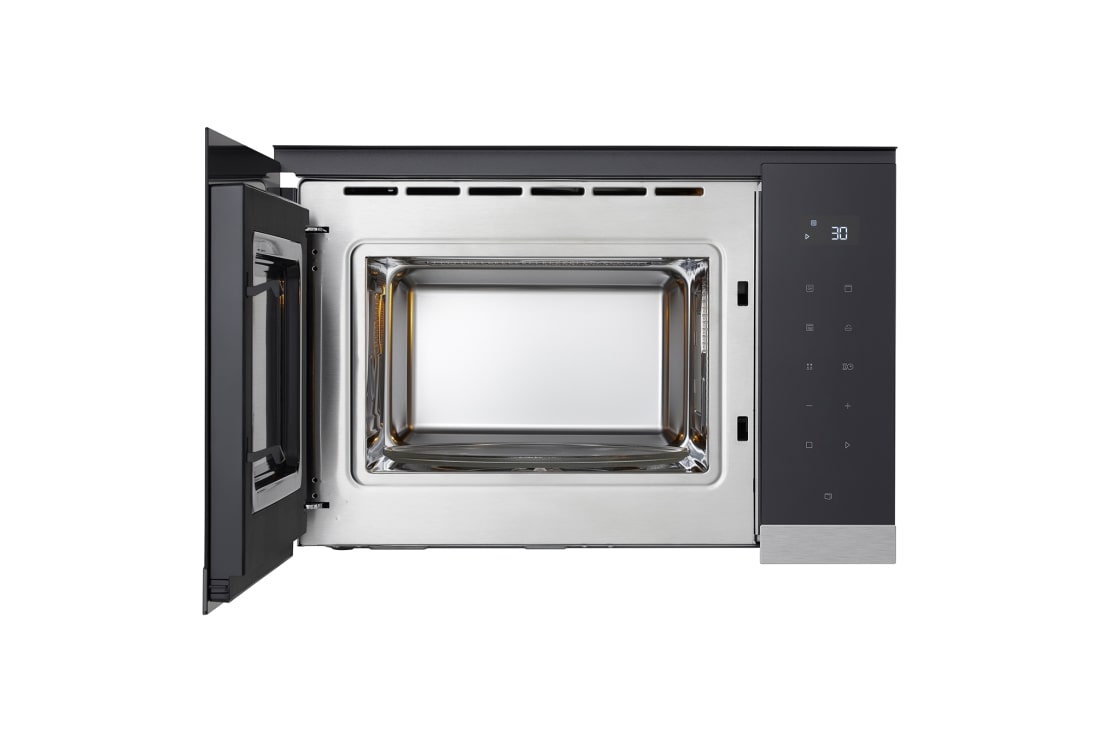 LG 25 л. микровълнова фурна за вграждане с грил, Easy Clean покритие, 900W, front open view, MG7Z2593D, thumbnail 2