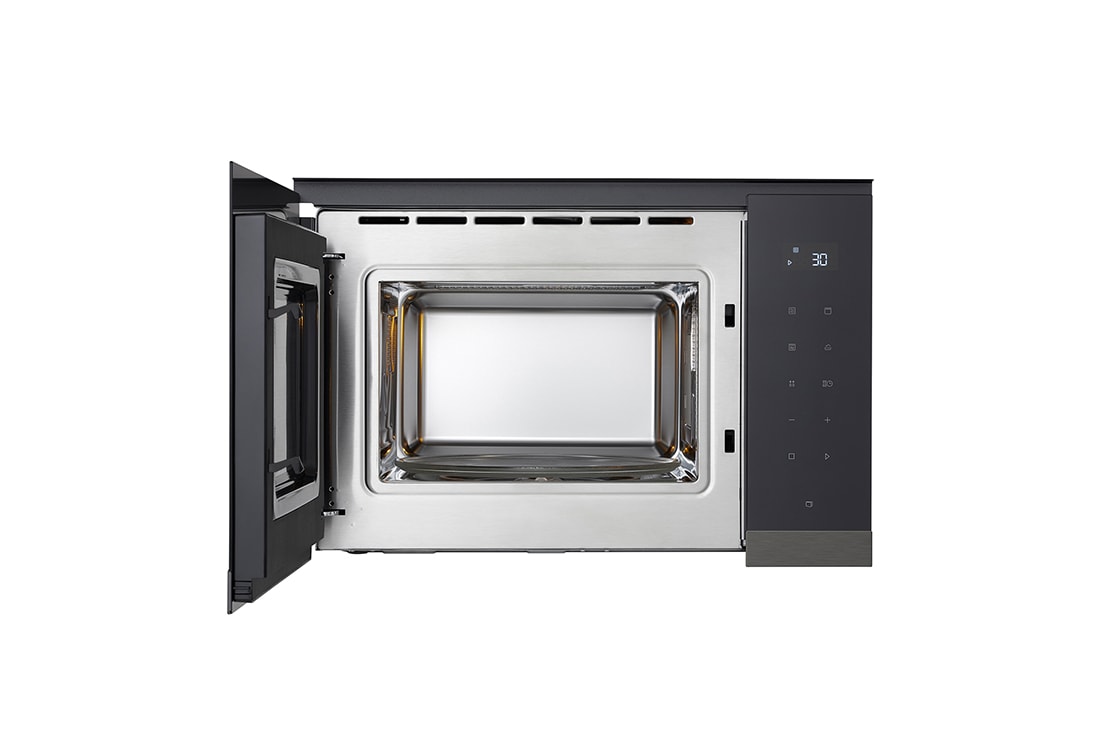 LG 25 л. микровълнова фурна за вграждане с грил, Easy Clean покритие, 900W, front open view, MG7Z2593B, thumbnail 2