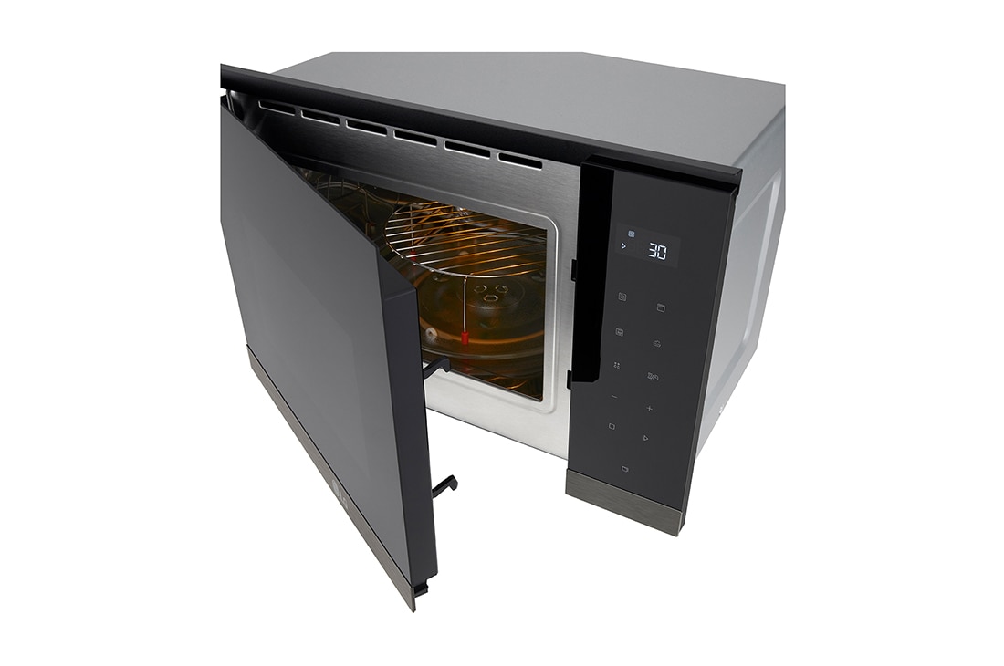 LG 25 л. микровълнова фурна за вграждане с грил, Easy Clean покритие, 900W, side open view, MG7Z2593B, thumbnail 9
