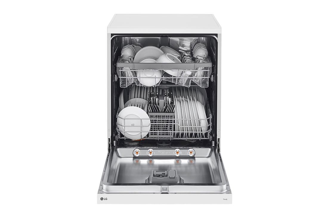 LG QuadWash™ Съдомиялна с пара TrueSteam™ технология, 14 комплекта съдове, ThinQ™ WiFi, Изглед отпред с отворена врата, DF242FWS, thumbnail 3