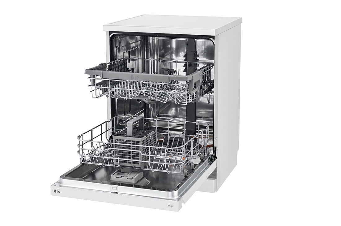 LG QuadWash™ Съдомиялна с пара TrueSteam™ технология, 14 комплекта съдове, ThinQ™ WiFi, Изглед от лявата страна, DF242FWS, thumbnail 7