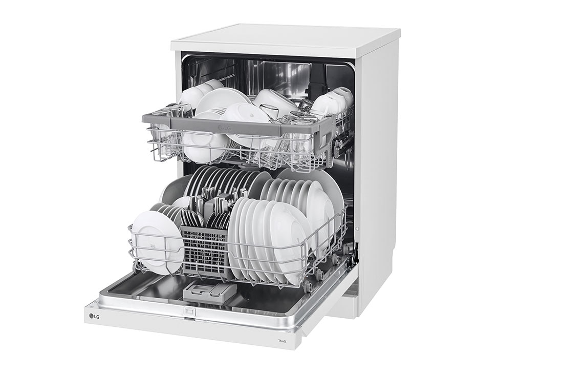 LG QuadWash™ Съдомиялна с пара TrueSteam™ технология, 14 комплекта съдове, ThinQ™ WiFi, Изглед от лявата страна, DF242FWS, thumbnail 8