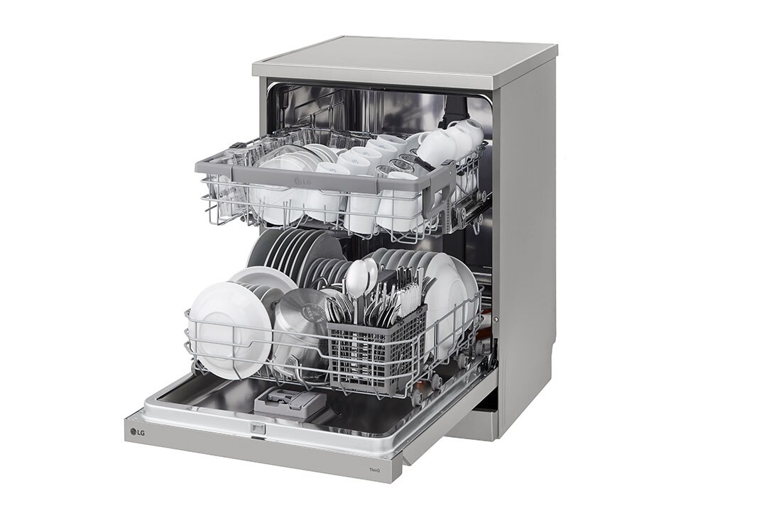 LG QuadWash™ Съдомиялна с пара с TrueSteam™ технология, 14 комплекта съдове, Изглед от лявата страна, DF242FPS, thumbnail 7