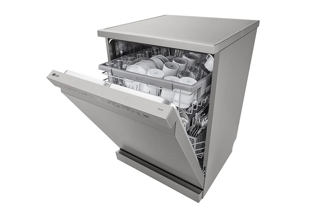 LG QuadWash™ Съдомиялна с пара с TrueSteam™ технология, 14 комплекта съдове, Перспективен изглед от ляво, DF242FPS, thumbnail 8