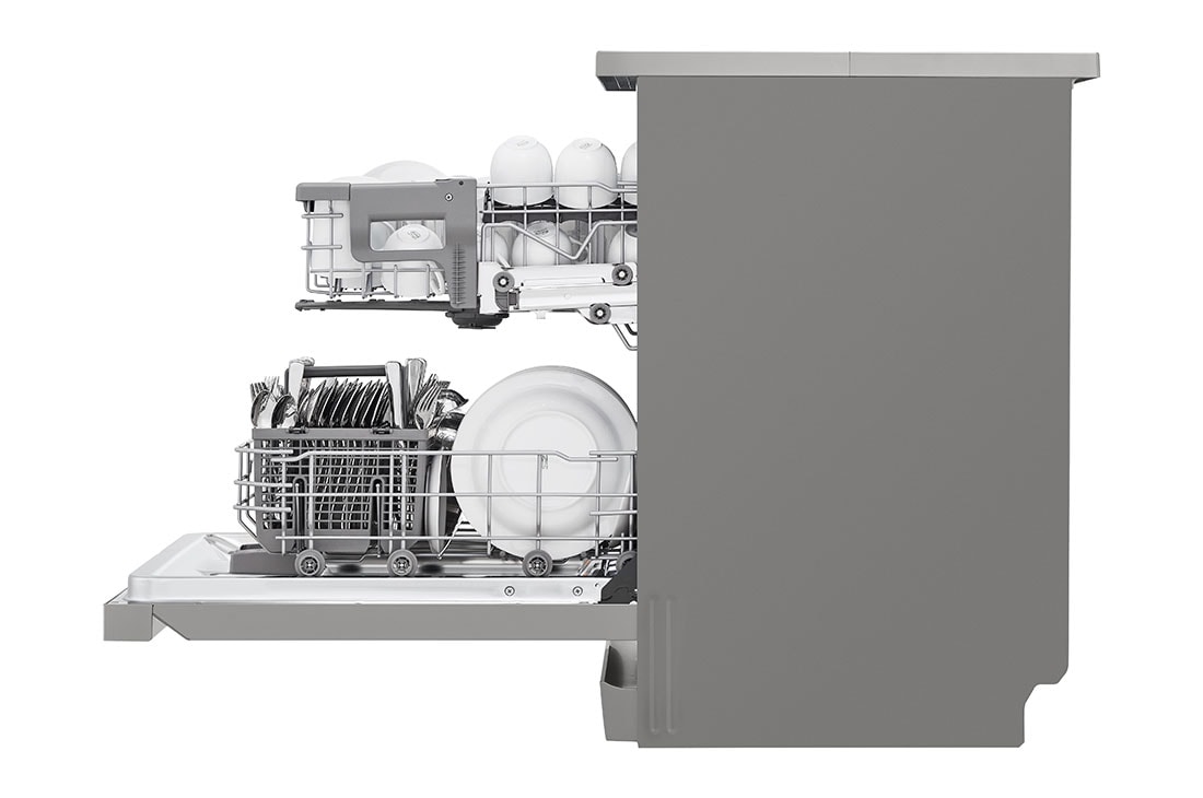 LG QuadWash™ Съдомиялна с пара с TrueSteam™ технология, 14 комплекта съдове, Страничен изглед, DF242FPS, thumbnail 9