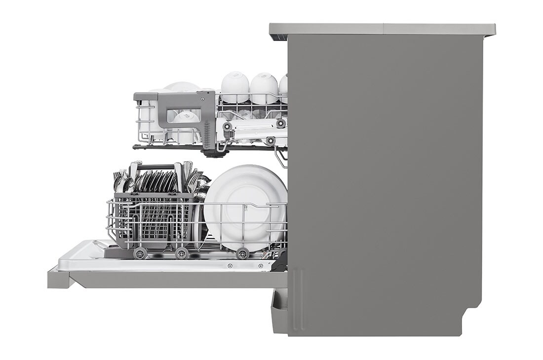 LG QuadWash™ Съдомиялна с пара с TrueSteam™ технология, 14 комплекта съдове, Страничен изглед, DF242FPS, thumbnail 10