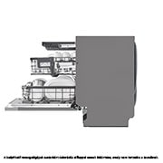 LG QuadWash™ Съдомиялна за вграждане с пара TrueSteam™ технология, Авт. отваряне на вратата, 14 комплекта съдове, ThinQ™ WiFi, Перспективен изглед от ляво, DB475TXS, thumbnail 8