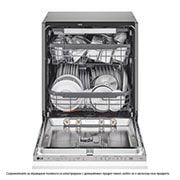 LG QuadWash™ Съдомиялна за вграждане с пара TrueSteam™ технология, Авт. отваряне на вратата, 14 комплекта съдове, ThinQ™ WiFi, Изглед отпред с отворена врата, DB365TXS, thumbnail 2