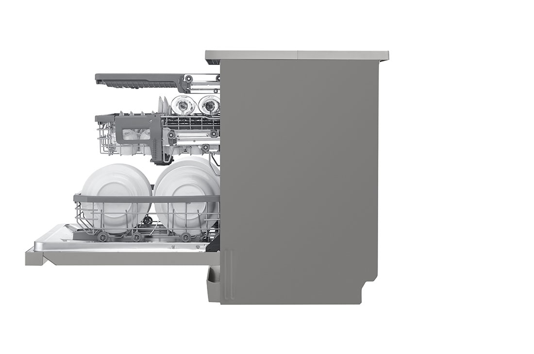 LG QuadWash™ Съдомиялна с пара TrueSteam™ технология, Авт. отваряне на вратата, 14 комплекта съдове, ThinQ™ WiFi, Страничен изглед, DF365FPS, thumbnail 10