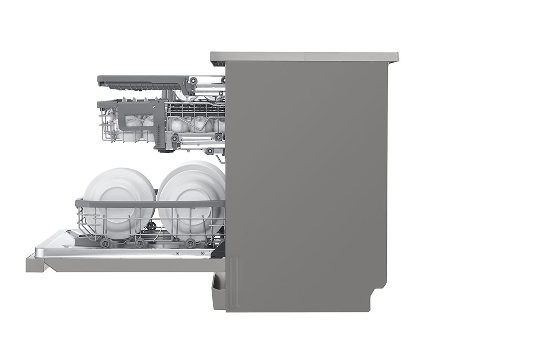 LG QuadWash™ Съдомиялна с пара TrueSteam™ технология, Авт. отваряне на вратата, 14 комплекта съдове, ThinQ™ WiFi, Отворена предна врата с изглед към , DF365FPS, thumbnail 11