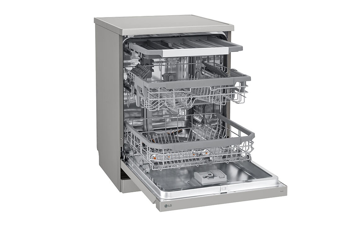 LG QuadWash™ Съдомиялна с пара TrueSteam™ технология, Авт. отваряне на вратата, 14 комплекта съдове, ThinQ™ WiFi, Изглед от дясна страна, DF365FPS, thumbnail 4