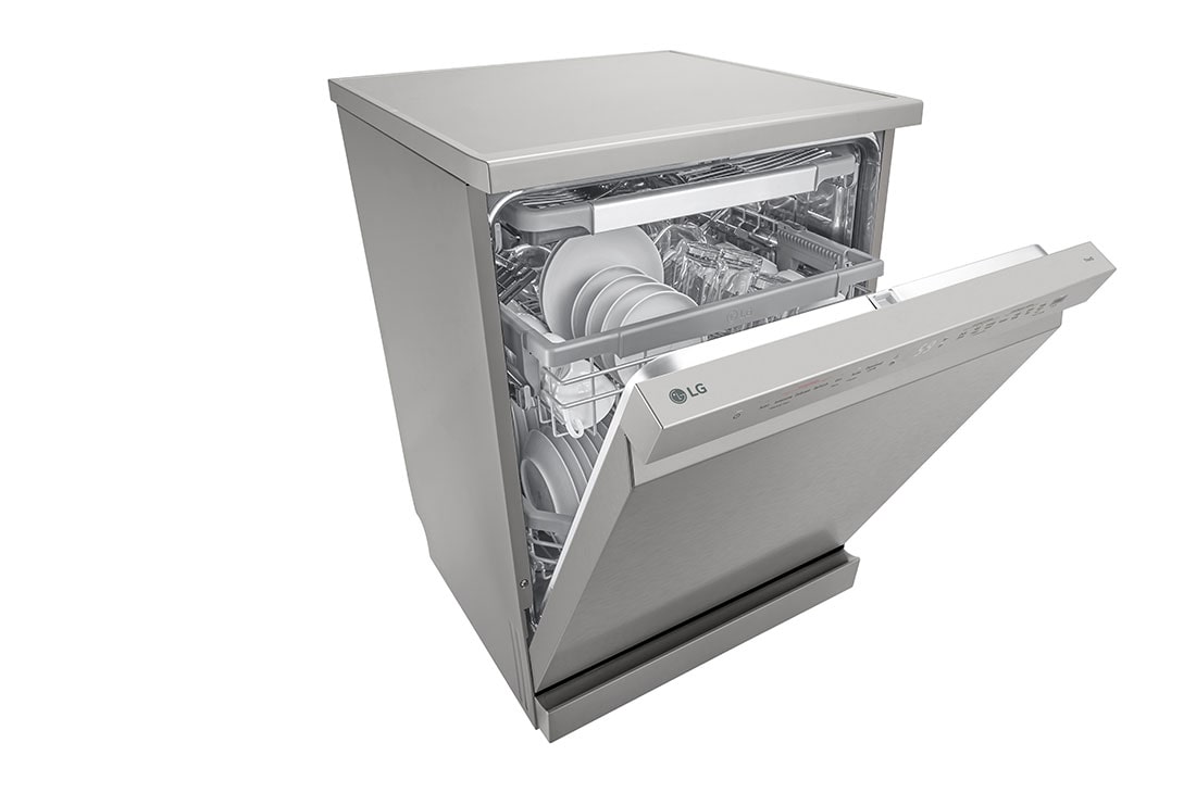 LG QuadWash™ Съдомиялна с пара TrueSteam™ технология, Авт. отваряне на вратата, 14 комплекта съдове, ThinQ™ WiFi, Изглед от лявата страна, DF365FPS, thumbnail 6