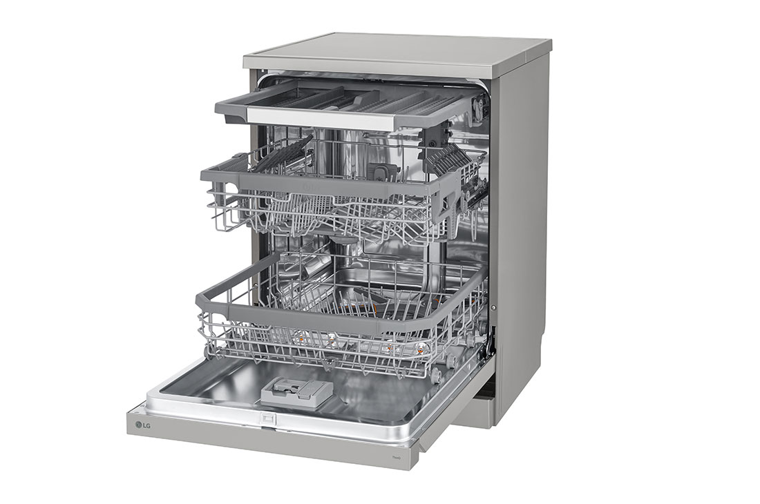 LG QuadWash™ Съдомиялна с пара TrueSteam™ технология, Авт. отваряне на вратата, 14 комплекта съдове, ThinQ™ WiFi, Изглед от лявата страна, DF365FPS, thumbnail 7