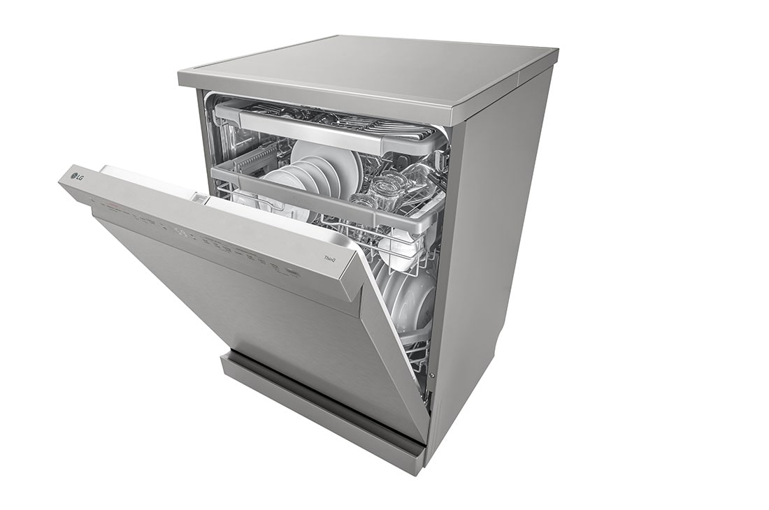 LG QuadWash™ Съдомиялна с пара TrueSteam™ технология, Авт. отваряне на вратата, 14 комплекта съдове, ThinQ™ WiFi, Страничен изглед, DF365FPS, thumbnail 9