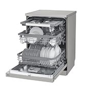 LG QuadWash™ Съдомиялна с пара TrueSteam™ технология, Авт. отваряне на вратата, 14 комплекта съдове, ThinQ™ WiFi, Перспективен изглед от ляво, DF365FPS, thumbnail 8
