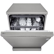 LG QuadWash™ Съдомиялна с пара TrueSteam™ технология, 14 комплекта съдове, ThinQ™ WiFi, Предна горна врата, отворена с изглед към храната, DF243FVS, thumbnail 4