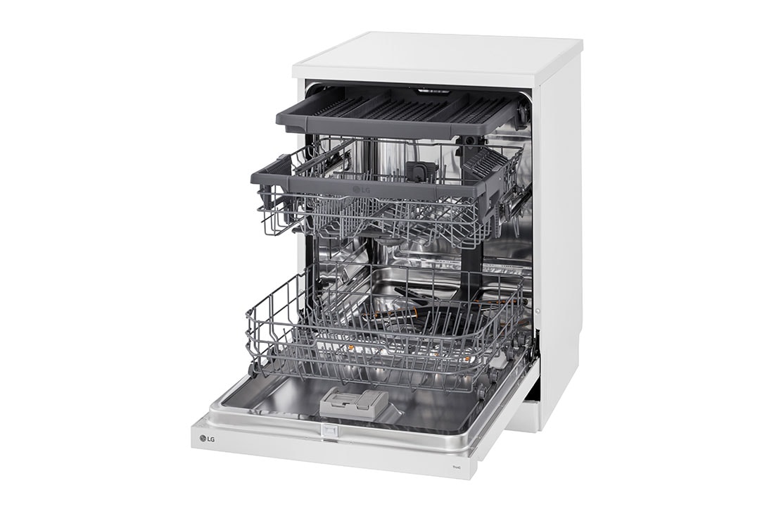 LG QuadWash™ Съдомиялна с пара TrueSteam™ технология, 14 комплекта съдове, ThinQ™ WiFi, right side open, DF243FWS, thumbnail 11