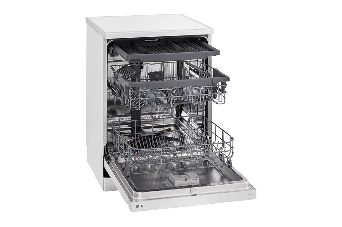 LG QuadWash™ Съдомиялна с пара TrueSteam™ технология, 14 комплекта съдове, ThinQ™ WiFi, left side open, DF243FWS, thumbnail 8