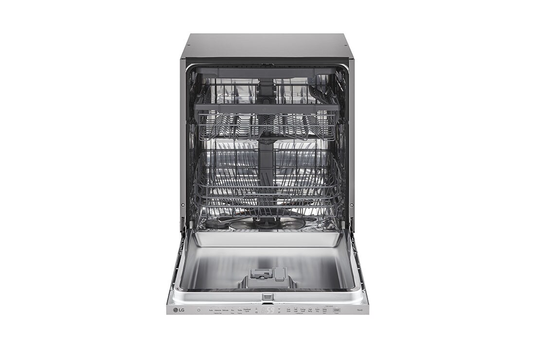 LG QuadWash™ Съдомиялна за вграждане, 14 комплекта съдове, ThinQ™ WiFi, Front view with door open, DB243TX, thumbnail 2