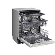 LG QuadWash™ Съдомиялна за вграждане, 14 комплекта съдове, ThinQ™ WiFi,  door open with vessels, DB243TX, thumbnail 5