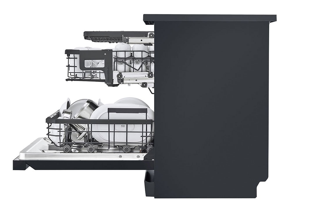 LG QuadWash™ Съдомиялна с пара TrueSteam™ технология, Авт. отваряне на вратата, 14 комплекта съдове, ThinQ™ WiFi, Изглед от дясната страна, DF587HMS, thumbnail 12