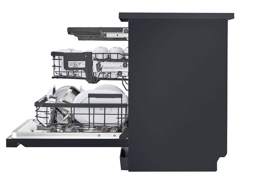 LG QuadWash™ Съдомиялна с пара TrueSteam™ технология, Авт. отваряне на вратата, 14 комплекта съдове, ThinQ™ WiFi, Изглед от дясната страна, DF587HMS, thumbnail 13