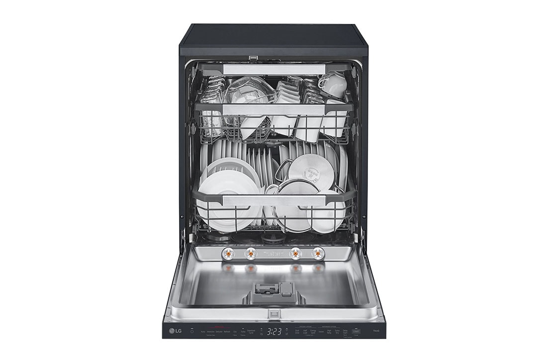 LG QuadWash™ Съдомиялна с пара TrueSteam™ технология, Авт. отваряне на вратата, 14 комплекта съдове, ThinQ™ WiFi, Отворена предна врата без изглед към храната, DF587HMS, thumbnail 3