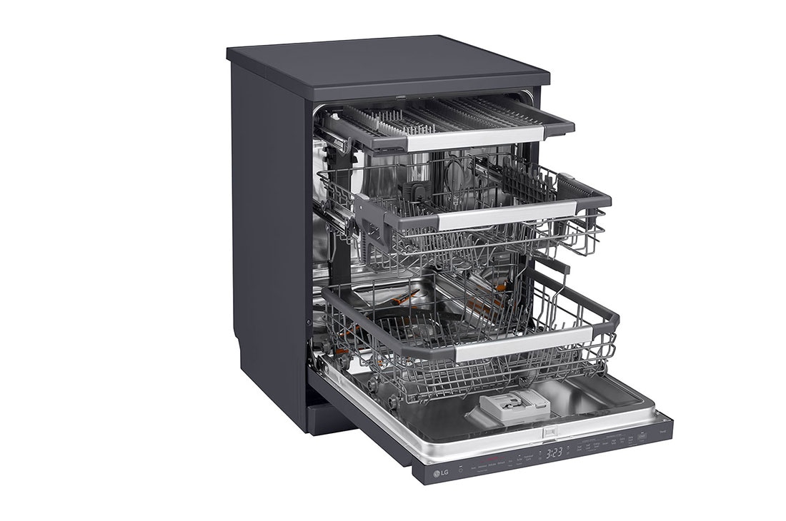 LG QuadWash™ Съдомиялна с пара TrueSteam™ технология, Авт. отваряне на вратата, 14 комплекта съдове, ThinQ™ WiFi, Изглед от лявата страна, DF587HMS, thumbnail 5