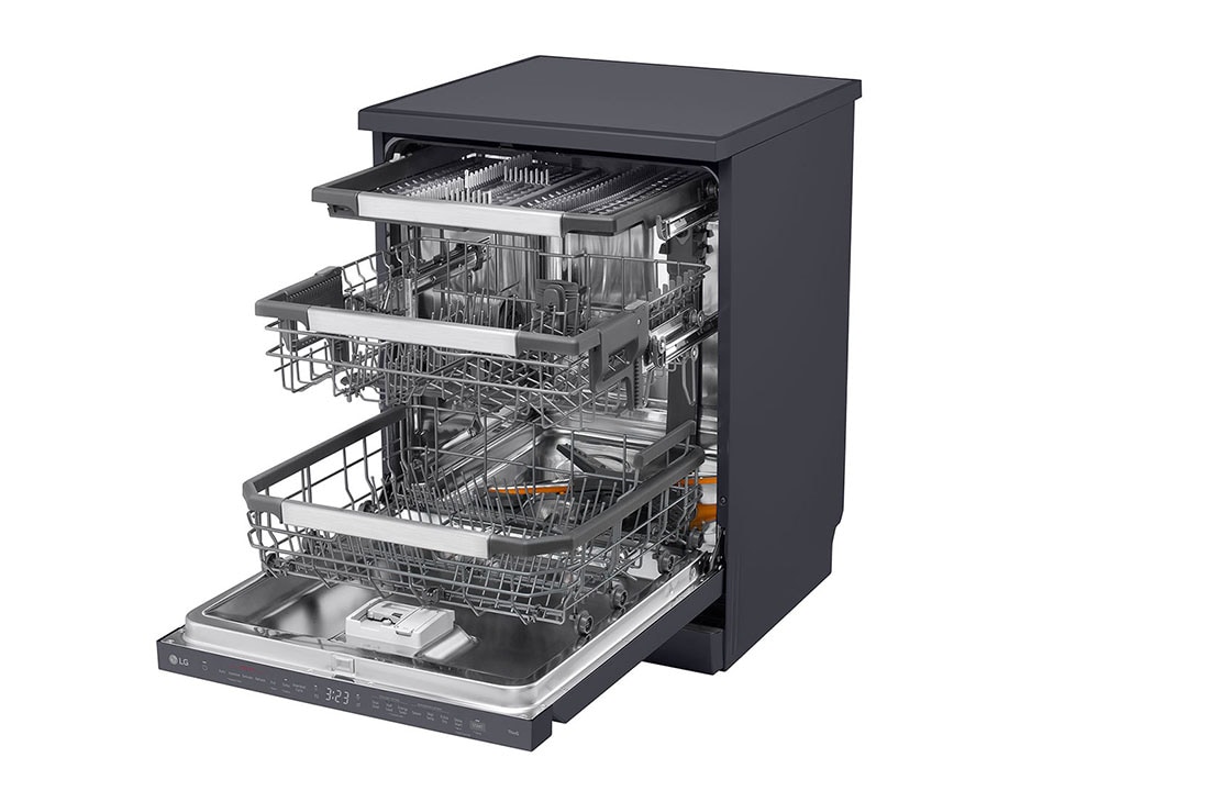 LG QuadWash™ Съдомиялна с пара TrueSteam™ технология, Авт. отваряне на вратата, 14 комплекта съдове, ThinQ™ WiFi, Изглед от дясната страна, DF587HMS, thumbnail 9